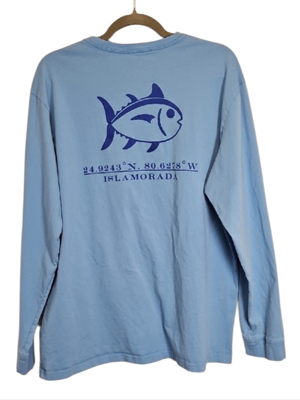 Southern Tide Light Blue Long Sleeve Pocket Tee, Size XL